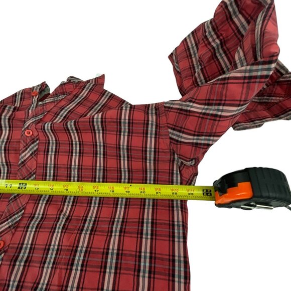 Guess Men's Slim Fit Red Plaid Button-Up Long Sleeve Shirt XL Casual Road Trip - Picture 8 of 8